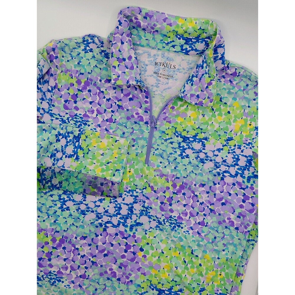 ICIKULS 1/4 Zip Pullover Women's Medium Blue Mesh Long Sleeves Performance Golf
